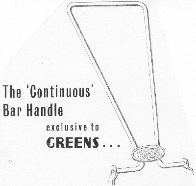 Greens supplied all of its hand mowers in the late 1940s and early 1950s with a looped handle.