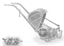 Greens even produced small mower carriages which made it easier to transport the Silens Messor across a lawn or yard.