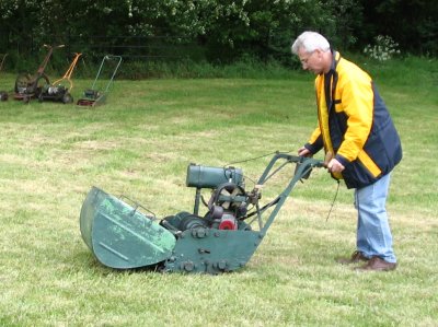 Godiva motor mower in action at The Old Lawnmower Club Annual Rally in 2006.