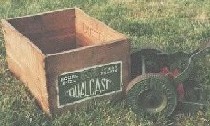 Every Qualcast Model E was sold in a packing box. After World War Two, wood was in short supply and the boxes often used recycled wood, as in this example.